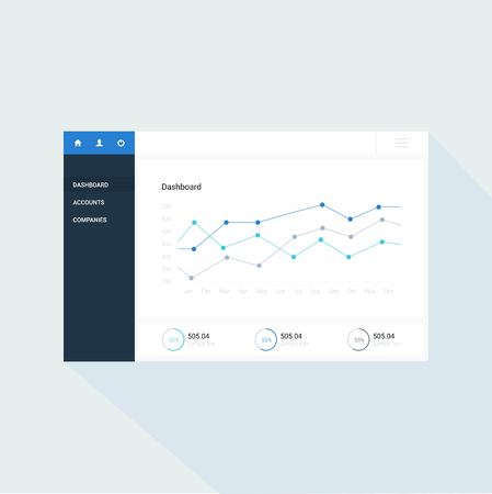 Infographic dashboard template with flat design graphs and charts Processing analysis of dataのイラスト素材