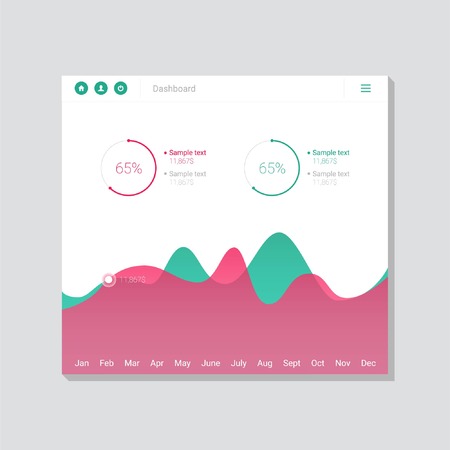Infographic Dashboard vector illustration Processing and analysis of dataのイラスト素材