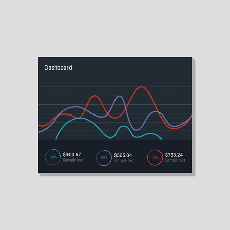 Infographic Dashboard vector illustration Processing and analysis of dataのイラスト素材