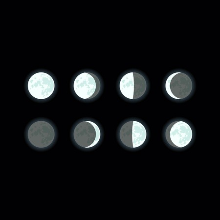 Vector icon. The lunar phase Full moon new moon Eclipse waning moon waxing moonのイラスト素材