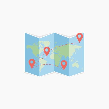 Vector map icon with Pin Pointers. Flat styleのイラスト素材