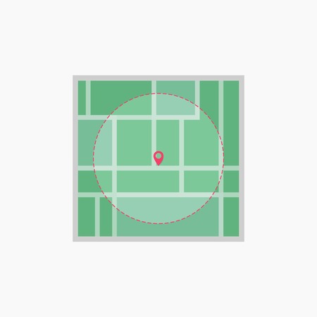 Map of the city. Point on the map. Pin and the distance, GPS navigator.のイラスト素材