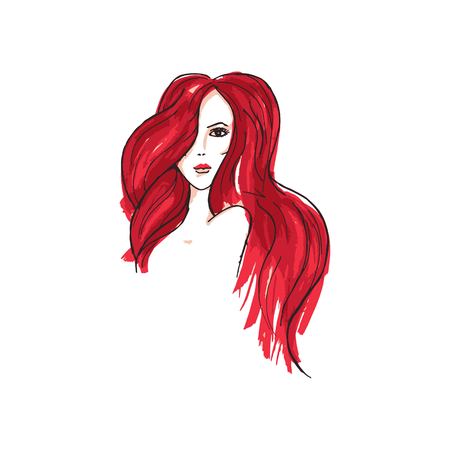 Vector image of a girl with long red hair.のイラスト素材