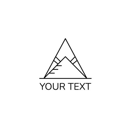 Vector icon. Black pictogram. Mountain and hang glider symbols in one. Example of your textのイラスト素材