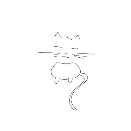 Vector icon. Outline of a cat drawn like a doodleのイラスト素材