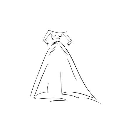 Vector sketch. Long leg white wedding dressのイラスト素材