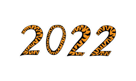 Vector numbers drawn as a doodle. Symbol of 2022, tiger-colored numbersのイラスト素材