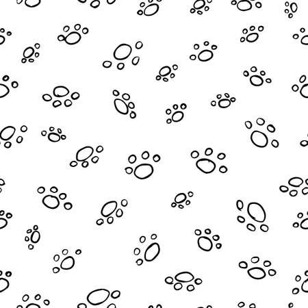 Vector seamless background. Animal footprints drawn as doodleのイラスト素材