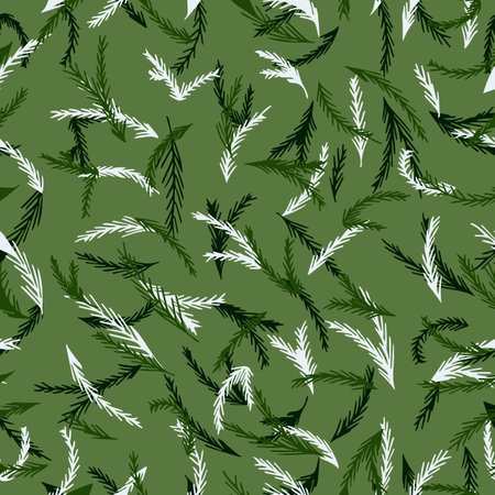 Vector drawn seamless pattern. Branches of a tree. Christmas tree, doodleのイラスト素材