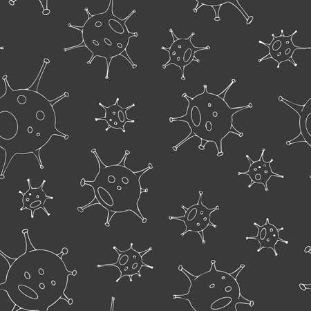 Vector seamless background. Virus image, pandemic symbolのイラスト素材