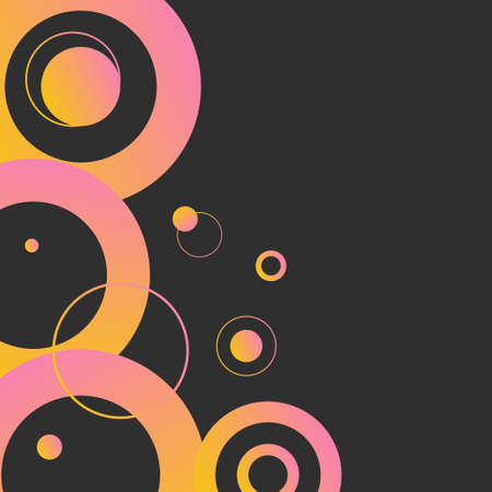 Bright circles on a dark background. A black template with a gradient. Abstraction for lettering,...