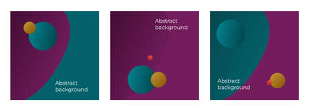 A set of abstract backgrounds. Purple patterns with circles. Colorful balloons for social networks, presentations, posts, websites.のイラスト素材