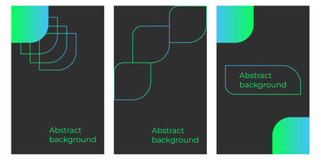 A set of abstract backgrounds. Dark templates with bright elements. Collection for social networks, post, presentation, website, textのイラスト素材