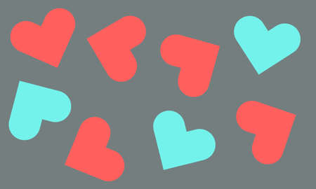 Abstraction with hearts. Gray background with pink and green elements. A template for design and...