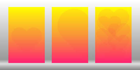 A set of abstract backgrounds with hearts. Bright templates of text, post, story, website. Design for creativity and creativityのイラスト素材