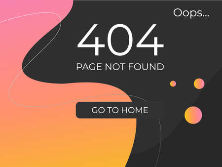 Screen error 404. User interface design. A dark site page with bright abstract elements.のイラスト素材