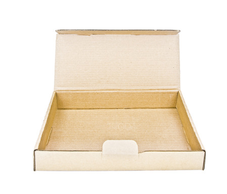 Cardboard box with lid open