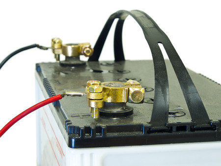 close up of lead-acid battery, used on carの写真素材
