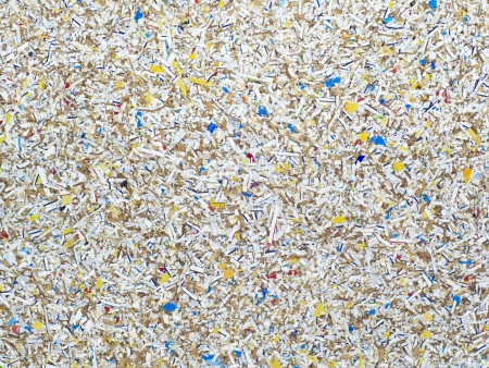 board made of piece of paper in reuse processの写真素材