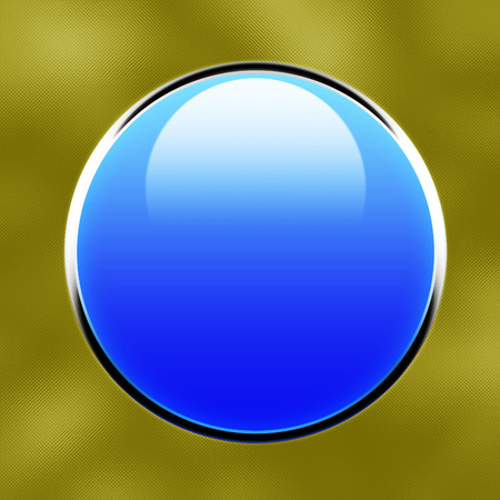 blue shiny button on metallic の写真素材