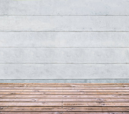 wooden floor and concrete wall の写真素材