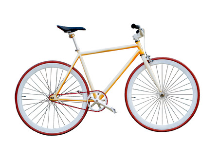 fixed gear bicycle isolated on whiteの写真素材
