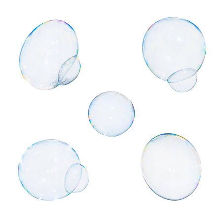 soup bubbles isolated on white の写真素材