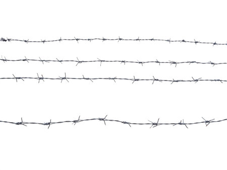 galvanized steel fence isolated on white の写真素材