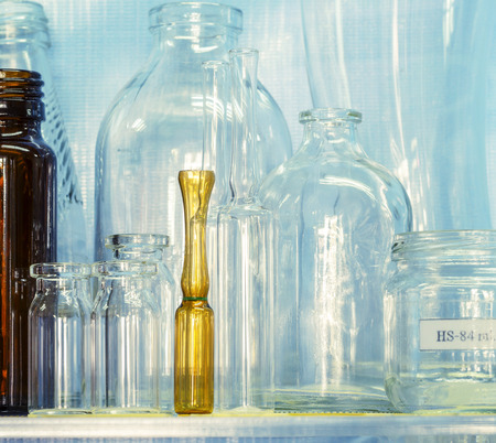 empty glassware in the chemical laboratoryの写真素材