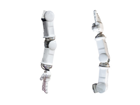 metal robot hand isolated on white backgroundの写真素材