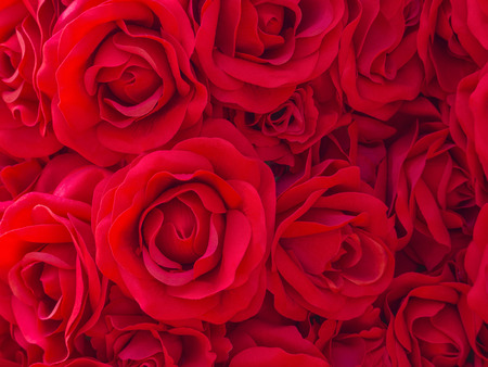 artificial red rosed texture background for decorationの写真素材