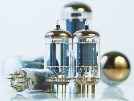 vacuum tube ,electronic parts on white backgroundの写真素材