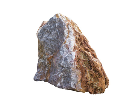 big granite rock stone, isolated on white backgroundの写真素材