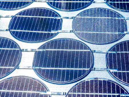 close up of solar cell in sunlight photovoltaic generation, electrical energyの写真素材