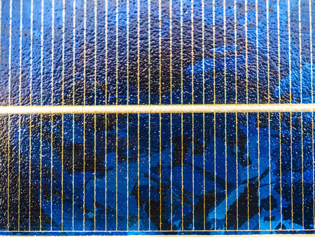 close up of solar cell in sunlight photovoltaic generation, electrical energy