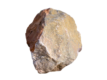 big granite rock stone, isolated on white backgroundの写真素材