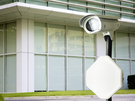cctv installed on the pole in outdoor security system