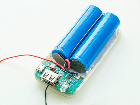 used lithium-iron battery with wire, the battery removed from power-bank for mobile phone