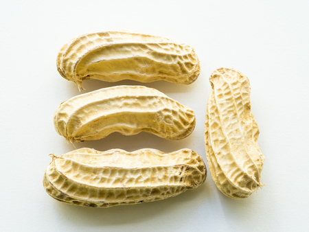 macro shot on peanut shell on white background, stacking focus