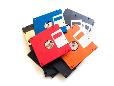 floppy data storage diskette on white backgroundの写真素材