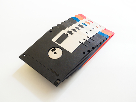 floppy data storage diskette on white background