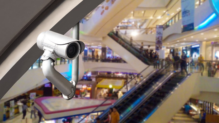 CCTV camera or surveillance system on indoor shopping mall