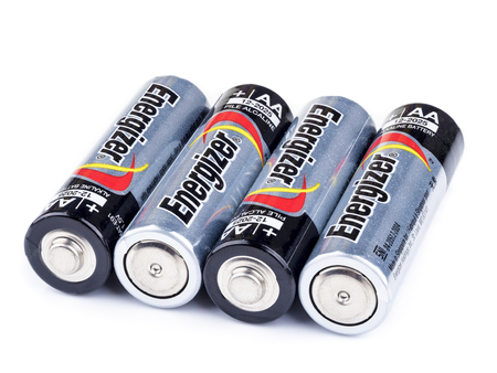 BANGKOK, THAILAND - APRIL 05, 2016: Energizer's cylindrical AA-type Alkaline battery, It is primary battery having norminal voltage of 1.5 voltsのeditorial素材