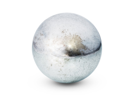 real metal sphere isolated on white backgroundの写真素材