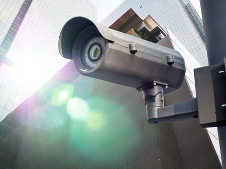 Security CCTV camera in office building installed outdoor