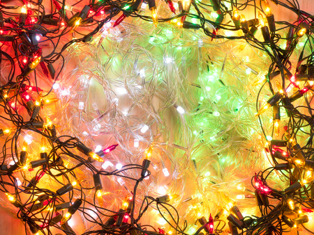 Christmas lamp for decoration on wooden floor