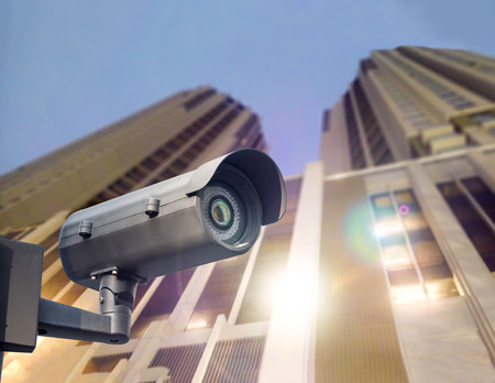 Security CCTV camera in office building installed outdoor               