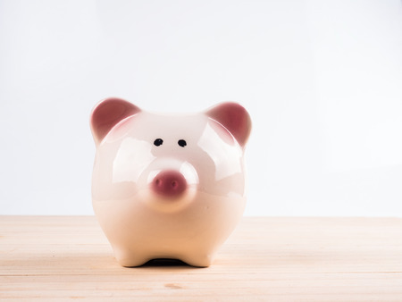 pink piggy bank in saving money for future conceptの写真素材