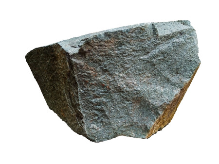 heavy black stone isolated on white backgroundの写真素材