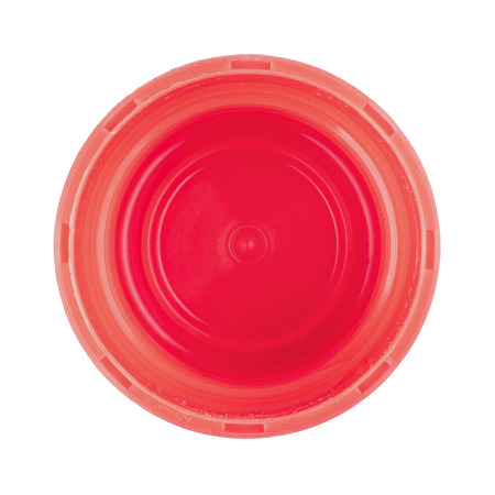 red plastic bottle cap isolated on white background, stack focus technic added, all objects are sharpの写真素材